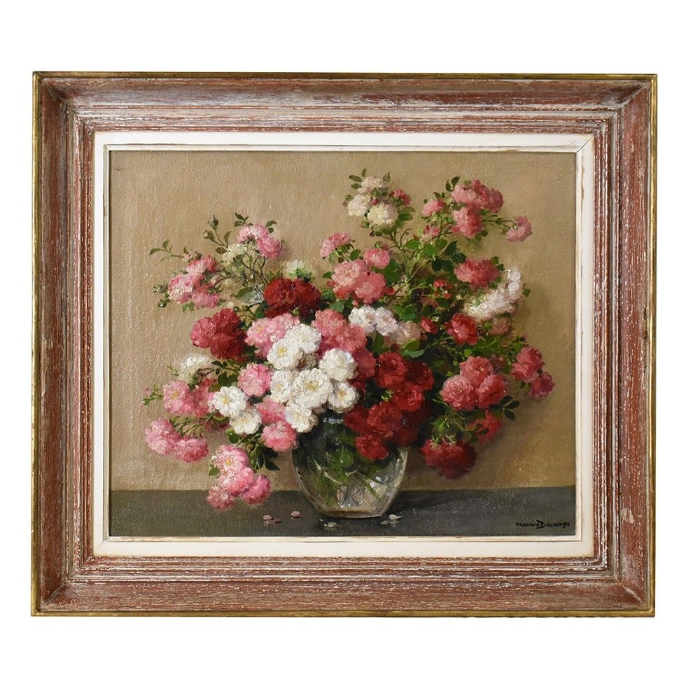 QF563 1 antique floral painting oil painting flowers still life art deco.jpg